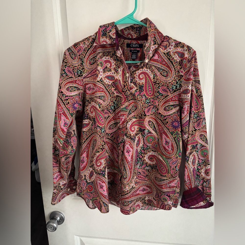 Chaps Paisley Blouse - Pink and Green